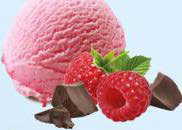 Raspberry ice cream and chocolate glazing